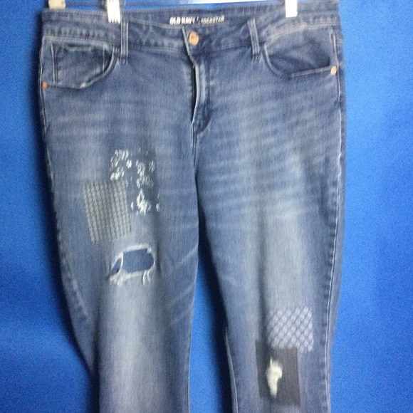 Old Navy Rockstar Mid-rise 14 Patches Medium Wash - Picture 2 of 13
